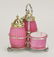 Ribbed Satin Glass 3-Piece Condiment Set in Stand