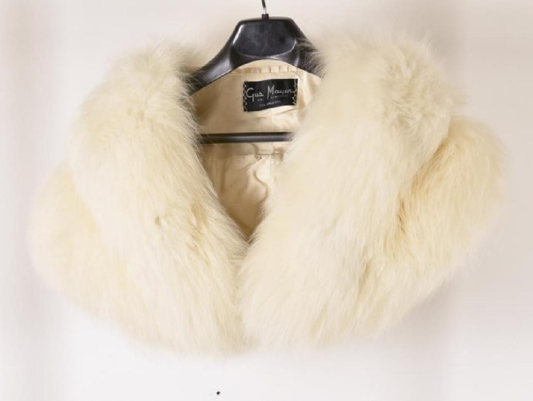 Fox Fur Shrug w/ Rhinestone Clasp & Stole: 1. Shrug with rhinestone clasp, interior with label for "Gus Mayer Co. Limited New Orleans"; approx. 40" x 11 1/2"---2. Stole, pocket on each end of lining; approx. 44"L (Ref. 17, 16)