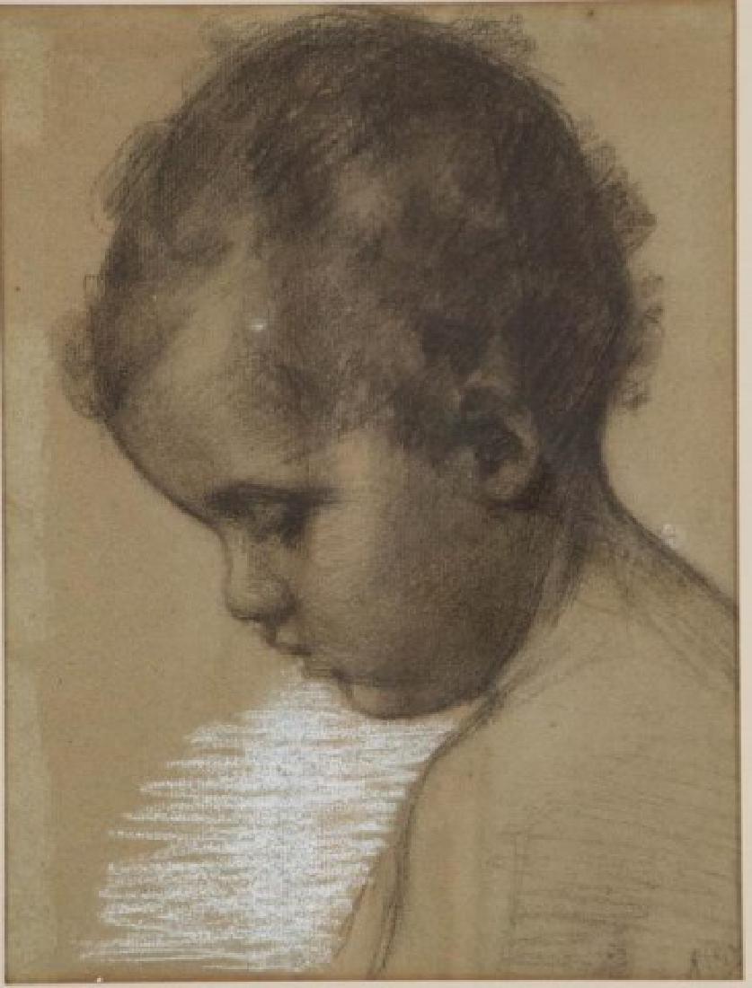 Josephine Sibley Couper (American, 1867-1957): Pastel on paper of young child in profile, appears to be a partial signature lower right corner, identified verso on old handwritten label retained from reframing as "Sketch of Jesse Jordan Gardner at