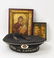 3 Russian Items--Sailor's Cap, Box, Icon