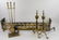 Brass Fireplace Fender, Andirons, Tool Set