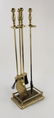 Brass Fireplace Fender, Andirons, Tool Set - 6