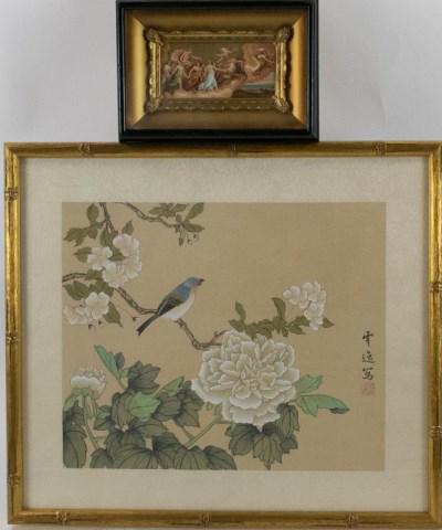 Italian Chromolithograph & Chinese Painting: 1. After Guido Reni (Italian, 1575-1642); chromolithograph depicting Aurora, the Roman goddess of dawn, leading the sun god, Apollo, on his chariot; probably Italian, late 19th century; sight approx. 