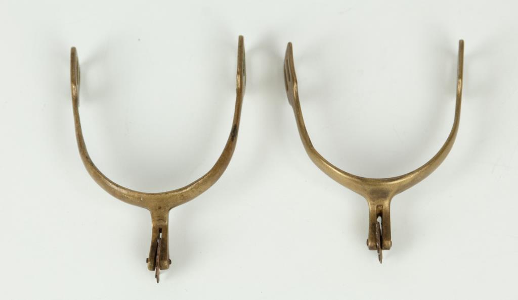 Two Civil War Brass Spurs: 2 7/8"W, one 4"L and one 4 3/8"L (Ref. 73-2)