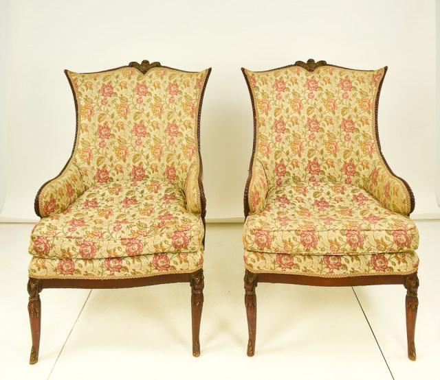 Pr. Intricately Carved French Style Chairs (1 of 10)