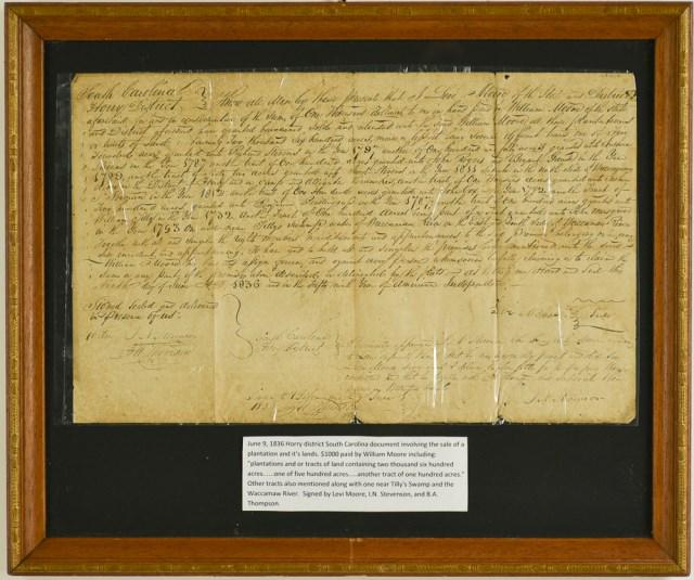 1836 Horry District, South Carolina, Land Deed (1 of 5)