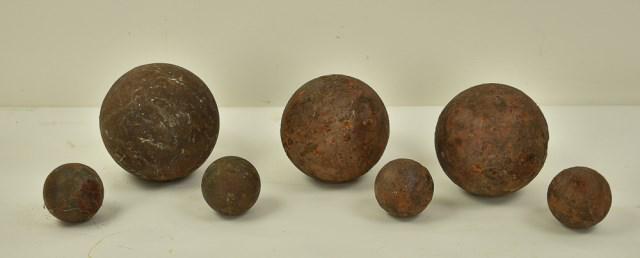 Collection of 7 Antique Iron Cannonballs (1 of 5)