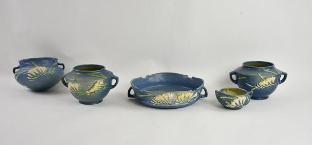 Five Roseville Blue Freesia Art Pottery (1 of 6)