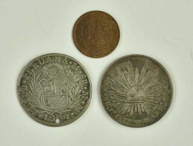 1873 Mexico, 1834 Peru Silver 8 Reales, Canada 1? (1 of 4)