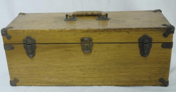 Vintage Oak Fishing Tackle Box w/ Lures Vintage oak