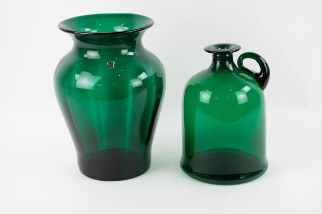 Blenko Deep Green Art Glass Jug & Vase (1 of 2)