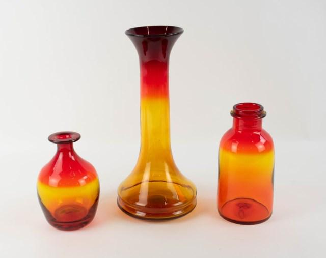 3 Blenko Amberina Art Glass Vases (1 of 1)