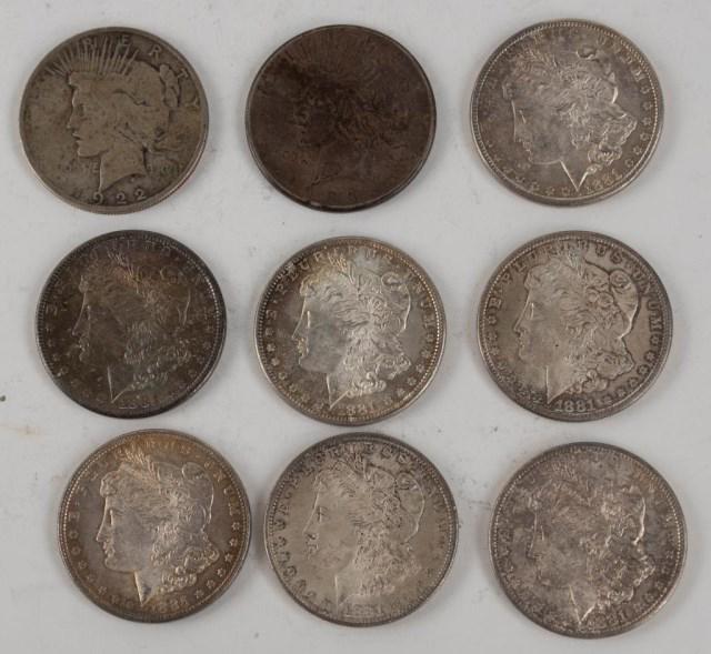9 Morgan and Peace Silver Dollars (1 of 7)