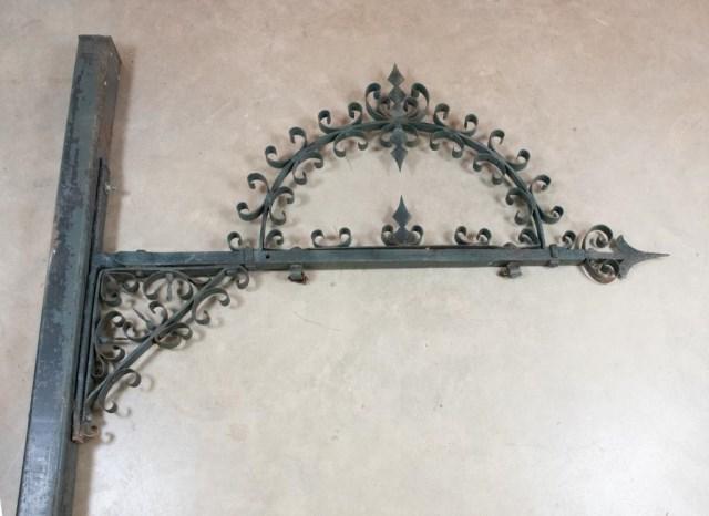 Colonial Revival Wrought Iron Sign Hanger & Post (1 of 14)