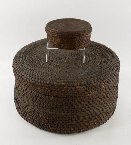 19th C. Coiled Straw Basket, Pine Needle Basket (1 of 7)