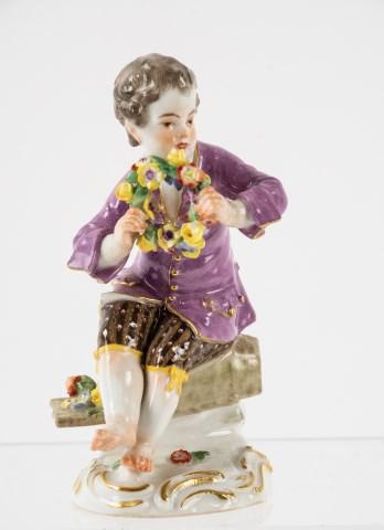 Meissen Figure, Boy Holding Flower Wreath (1 of 5)