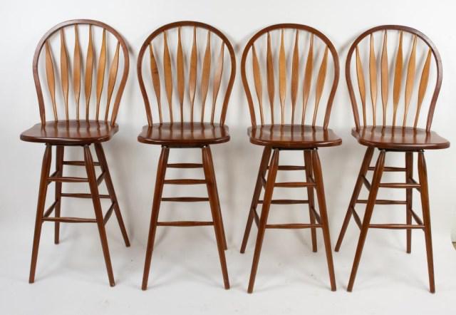Four Windsor Back Swivel Bar Stools - Main Image