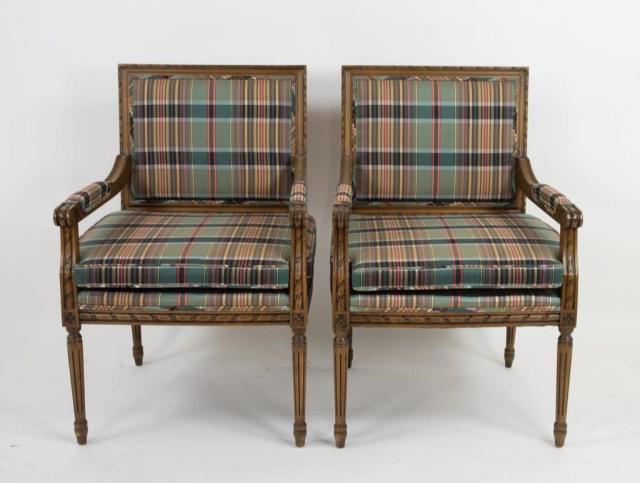 Pair Neoclassical Style Armchairs (1 of 4)