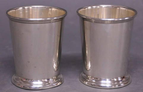 Two Sterling Silver Julep Cups: Marked "Sterling by Poole 58"; 3 3/4"H; one with bent foot; both with small dents; 6.255 ozt