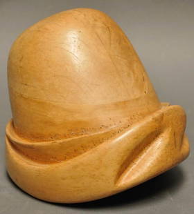 French Wooden Hat-Maker's Form: c. 1920; 7 1/2"H