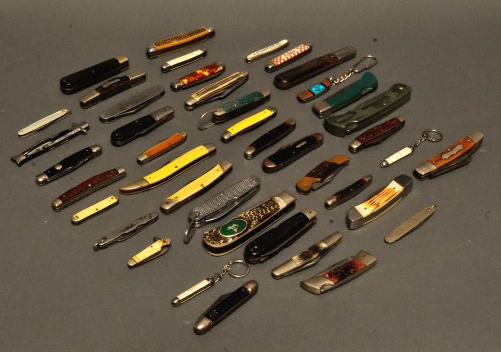 Collection of 42 Pocket Knives: Including Case, Camillus, Barlow, Frontier, Solingen F. A. Bower Dist. Co., Craftsman, Ideal, Hammer, Imperial Ireland, Imperial Providence RI, Bucklite, Richards Sheffield England, Girl Scouts, Remin