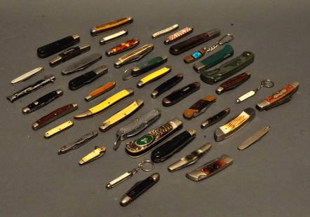 Collection of 42 Pocket Knives: Including Case, Camillus, Barlow, Frontier, Solingen F. A. Bower Dist. Co., Craftsman, Ideal, Hammer, Imperial Ireland, Imperial Providence RI, Bucklite, Richards Sheffield England, Girl Scouts, 