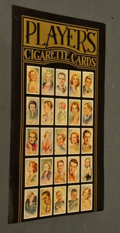 25 Player's Cigarette Movie Star Trading Cards: Numbers 1-25 (including Gary Cooper, Joan Crawford, Bette Davis, Marlene Dietrich, Clark Gable, Greta Garbo) of original 50 cards individually issued in 1934 as insert with Player's Cigarettes by John