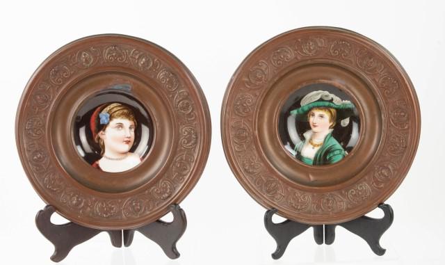 Pr. Handpainted Porcelain Portrait Plates (1 of 6)
