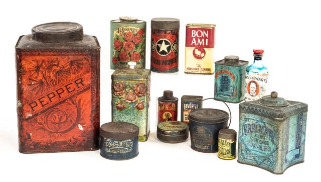 Grouping of 13 Advertising Tins, 1 Bottle (1 of 8)