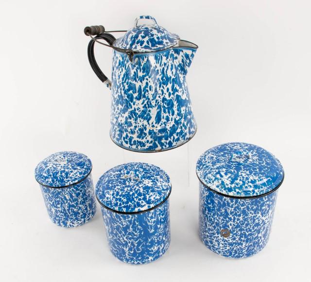 Four Pcs. Blue and White Graniteware (1 of 6)