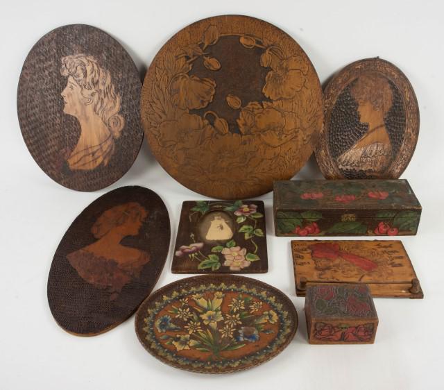 Flemish Art & Pyrography Plaques, Boxes, Etc. (1 of 13)