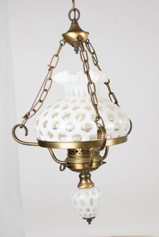 Fenton White Opalescent Coin Dot Hanging Lamp (1 of 5)