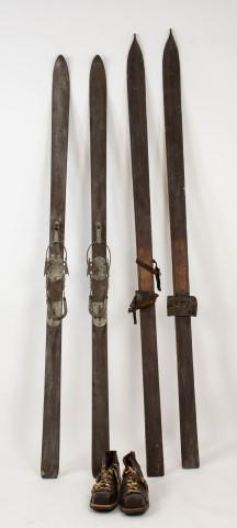 2 Prs. Vintage Wooden Skis & Weron Ski Boots (1 of 16)