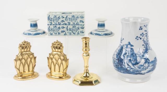 4 Pcs. Colonial Williamsburg Delft Ware & Brass (1 of 12)