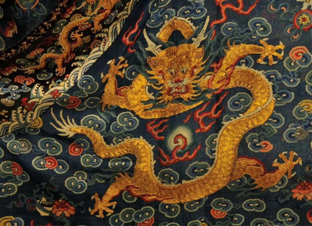 Chinese Gold Dragon Heavily Embroidered Robe - 2