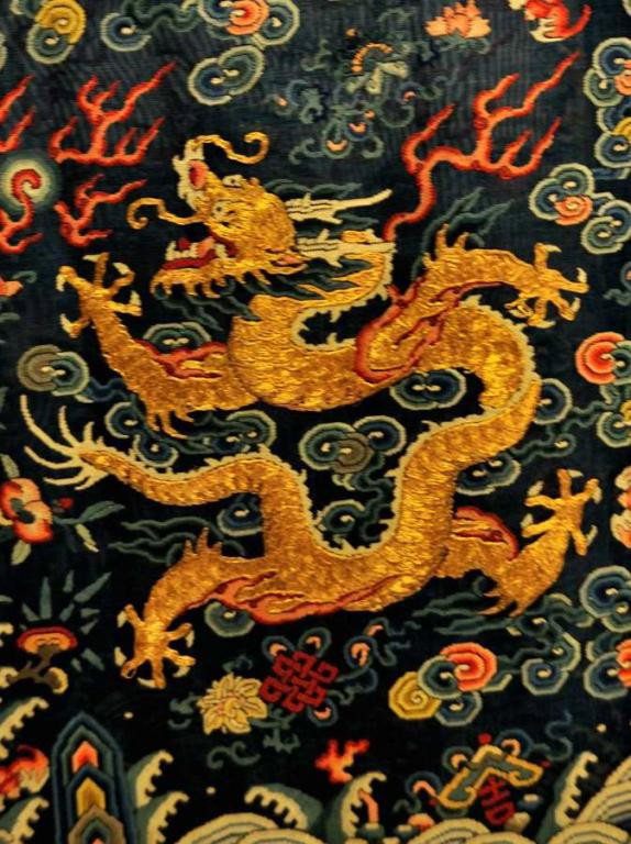 Chinese Gold Dragon Heavily Embroidered Robe - 3