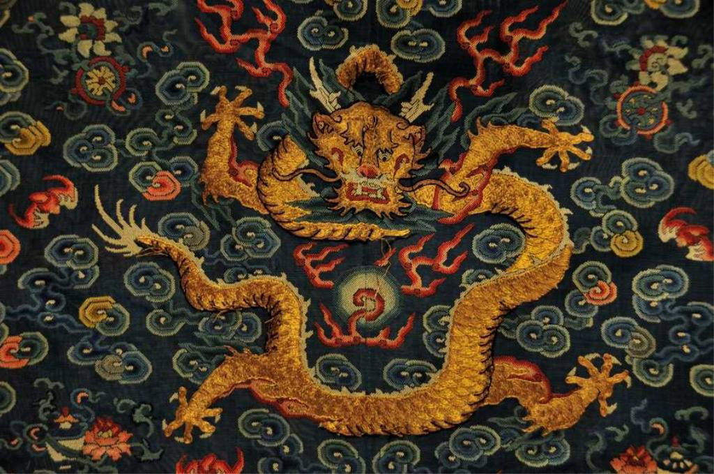Chinese Gold Dragon Heavily Embroidered Robe - 5