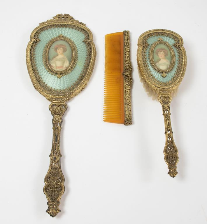 3-Pc. French Guilloche Enamel Dresser Set (1 of 10)