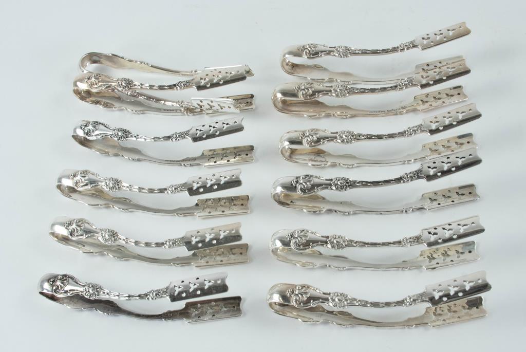 Set of 12 Sterling Individual Asparagus Tongs (1 of 6)