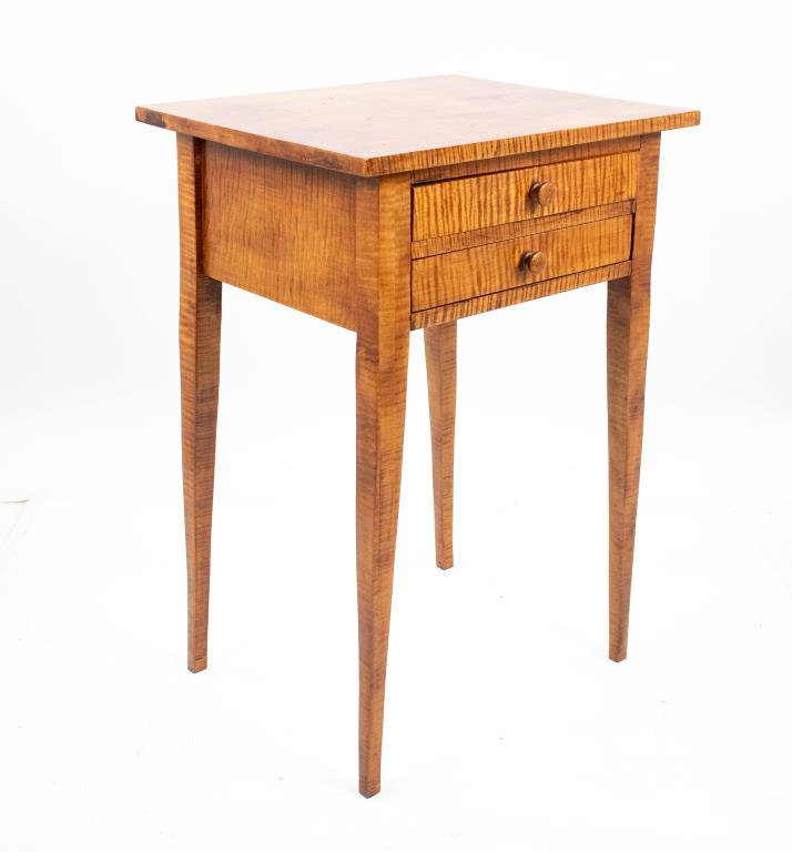 19th C. Federal Tiger Maple 2-Drawer Stand (1 of 4)