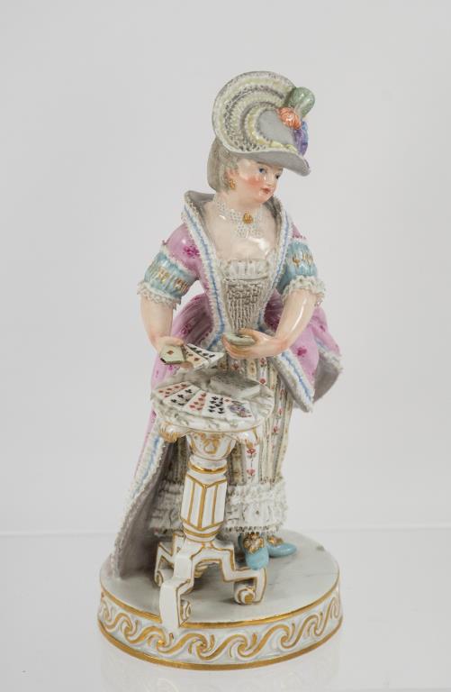 Meissen Porcelain Figure, Woman Playing Cards (1 of 7)