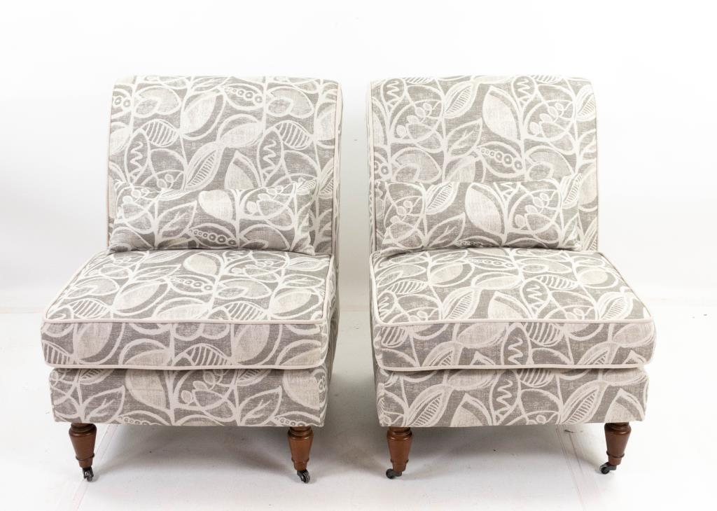 Pr. Contemporary Upholstered Slipper Chairs (1 of 4)