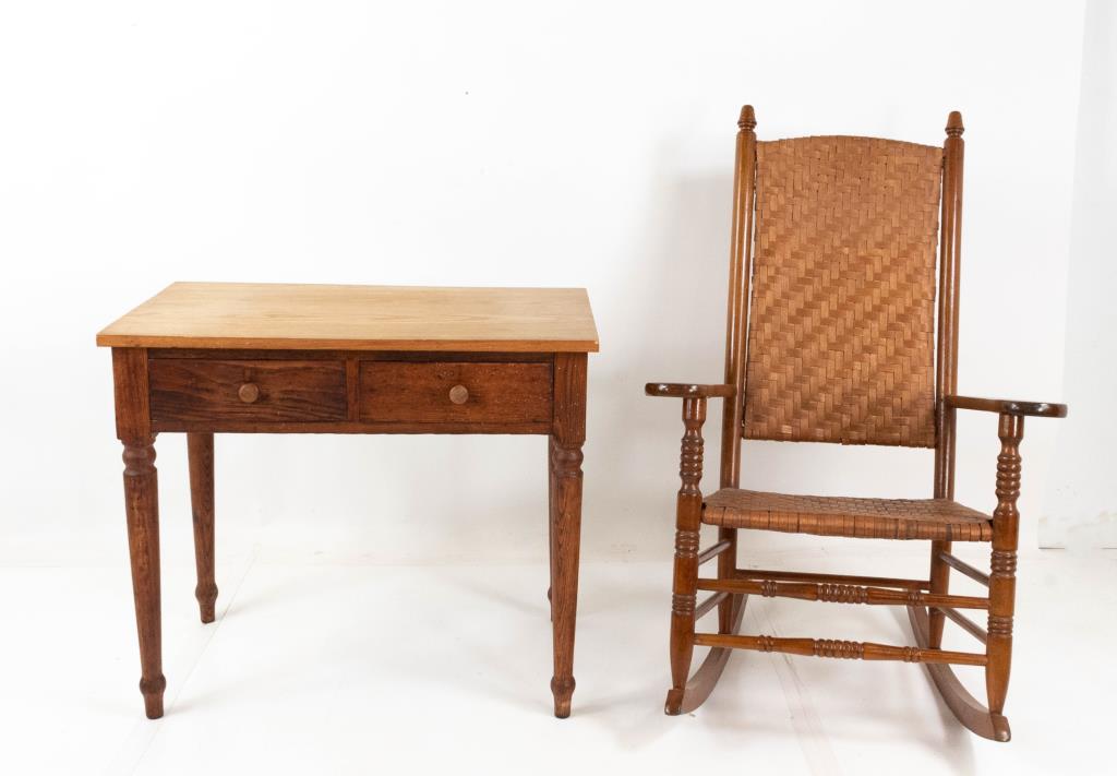 Two-Drawer Work Table & Cherry Rocking Chair (1 of 10)