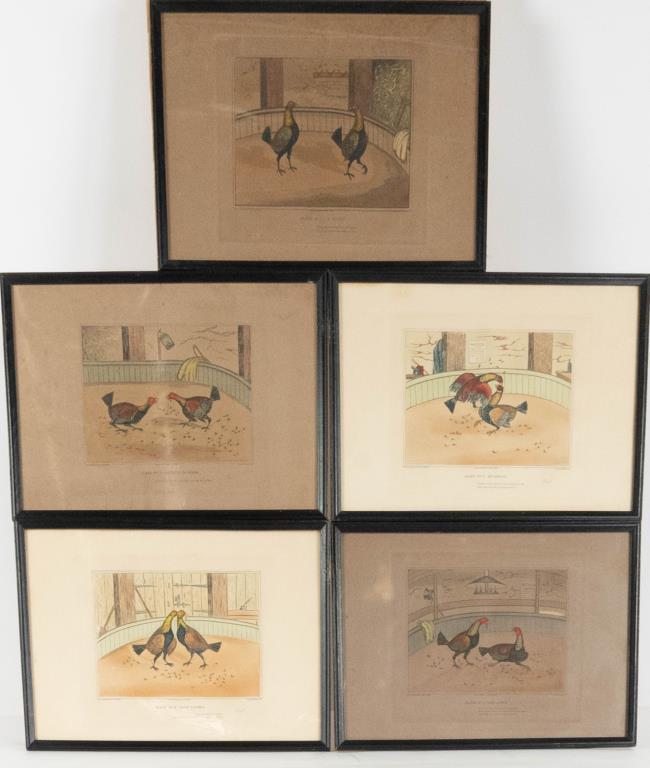 5 Engraved Cockfighting Prints (1 of 6)