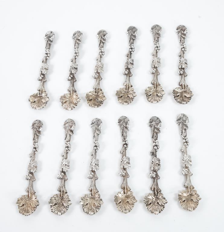 Set of 12 Kirk & Son Sterling Naturalistic Spoons (1 of 3)