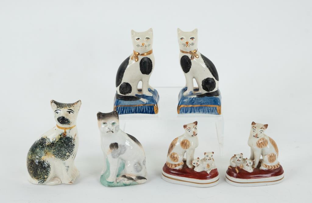 Staffordshire & Other Miniature Cat Figures (1 of 8)
