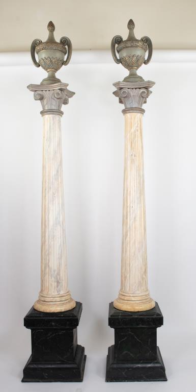 Pr. Large Carved Wood Columns w/ Urns (1 of 11)