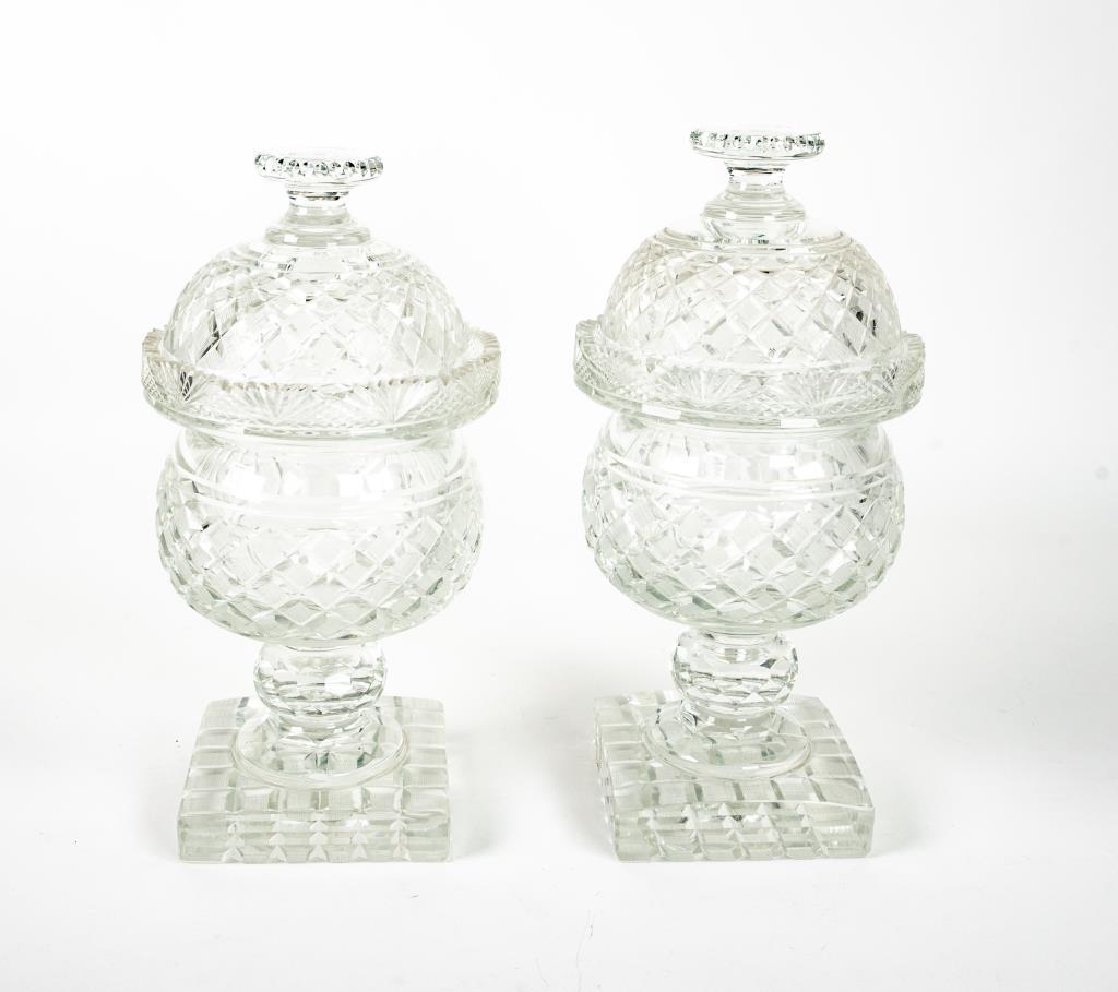 Pair of Anglo-Irish Cut Glass Sweetmeat Urns (1 of 4)