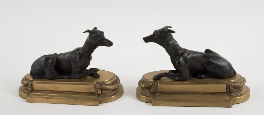 Pair of Patinated Bronze Models of Greyhounds (1 of 9)