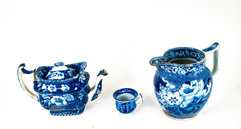 Staffordshire Blue & White Pitcher, Teapot, Cup (1 of 20)